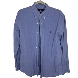 Ralph Lauren Men's Blue Gingham Classic Fit Button Down Shirt Large